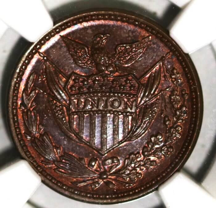 (1861-65) CIVIL WAR TOKEN F-164/312a UNION SHIELD NGC MS66 BROWN - Image 2