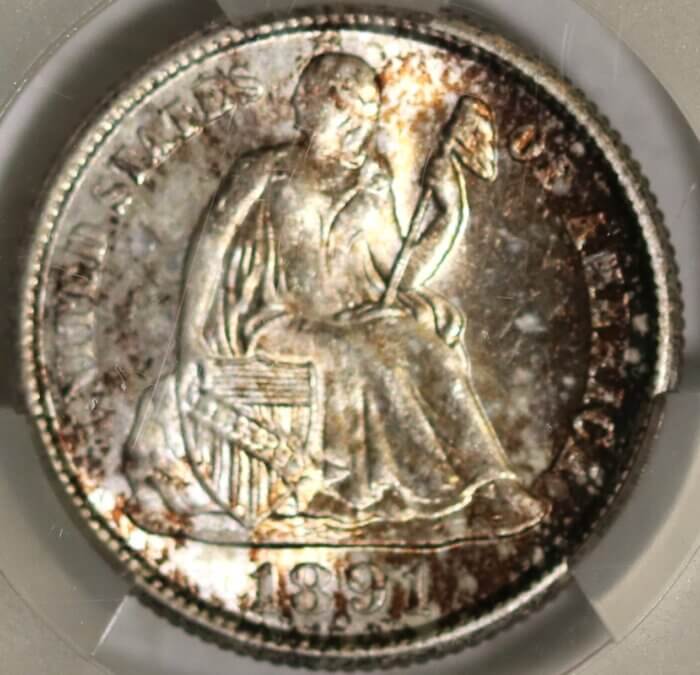 1891-S 10C MS64+ CACG - Image 2