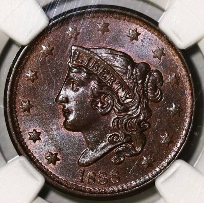 1838 1c NGC MS65 BROWN - Image 2