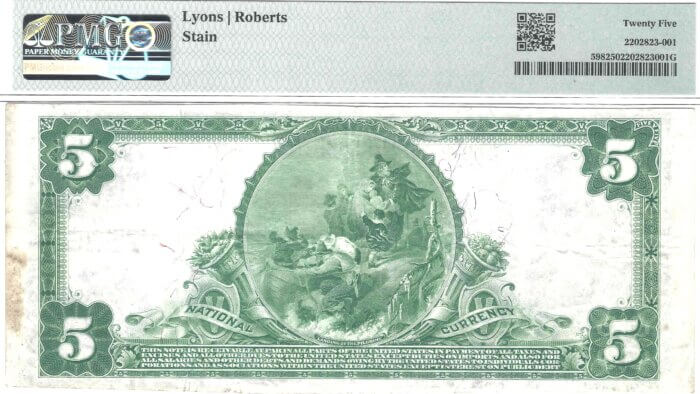 Fr.598 $5 1902 PLAIN BACK BELFAST, MAINE CH#7586 PMG VERY FINE 25 - Image 2