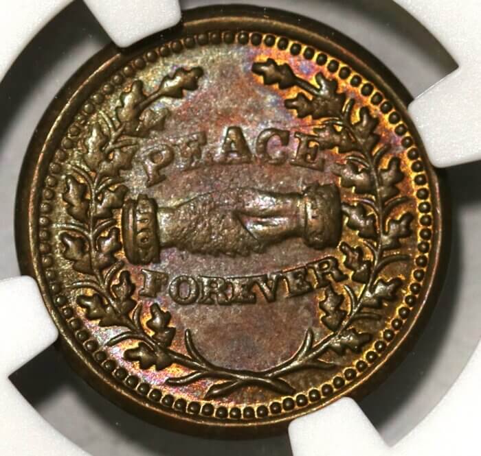 (1861-65) CIVIL WAR TOKEN F-118/418a WASHINGTON-PEACE FOREVER NGC MS66 BROWN - Image 3