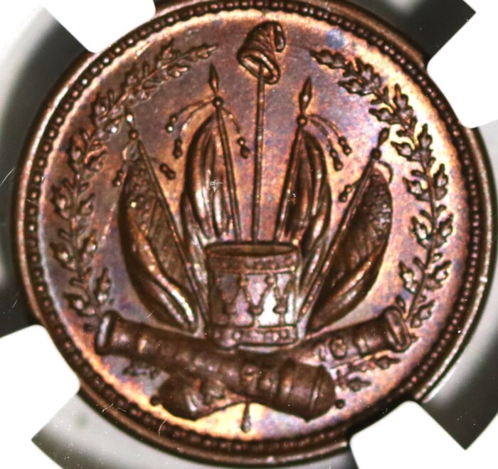 1863 CIVIL WAR TOKEN F-79/351a INDIAN-CROSSED CANNONS NGC MS66 BROWN - Image 3