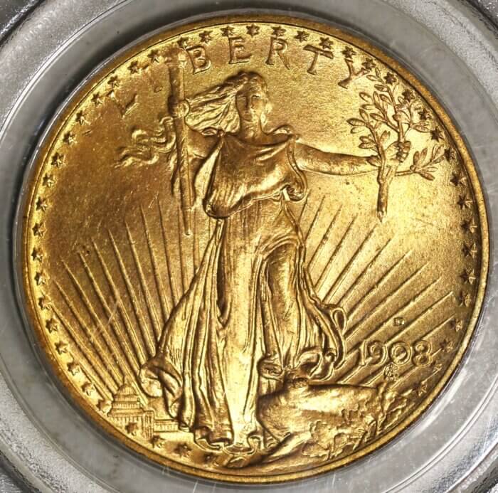 1908-D $20 MOTTO PCGS MS64 - Image 2