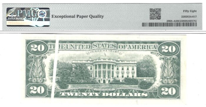 Fr.2068-A $20 1969A COMPLETE GUTTER FOLD PMG 58 EPQ - Image 3