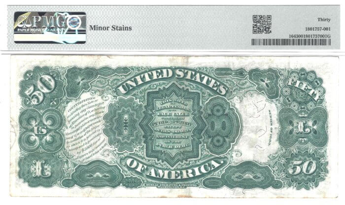 Fr. 164 $50 1880 LEGAL TENDER PMG 30 (Radar Serial Number) Discovery note - Image 3