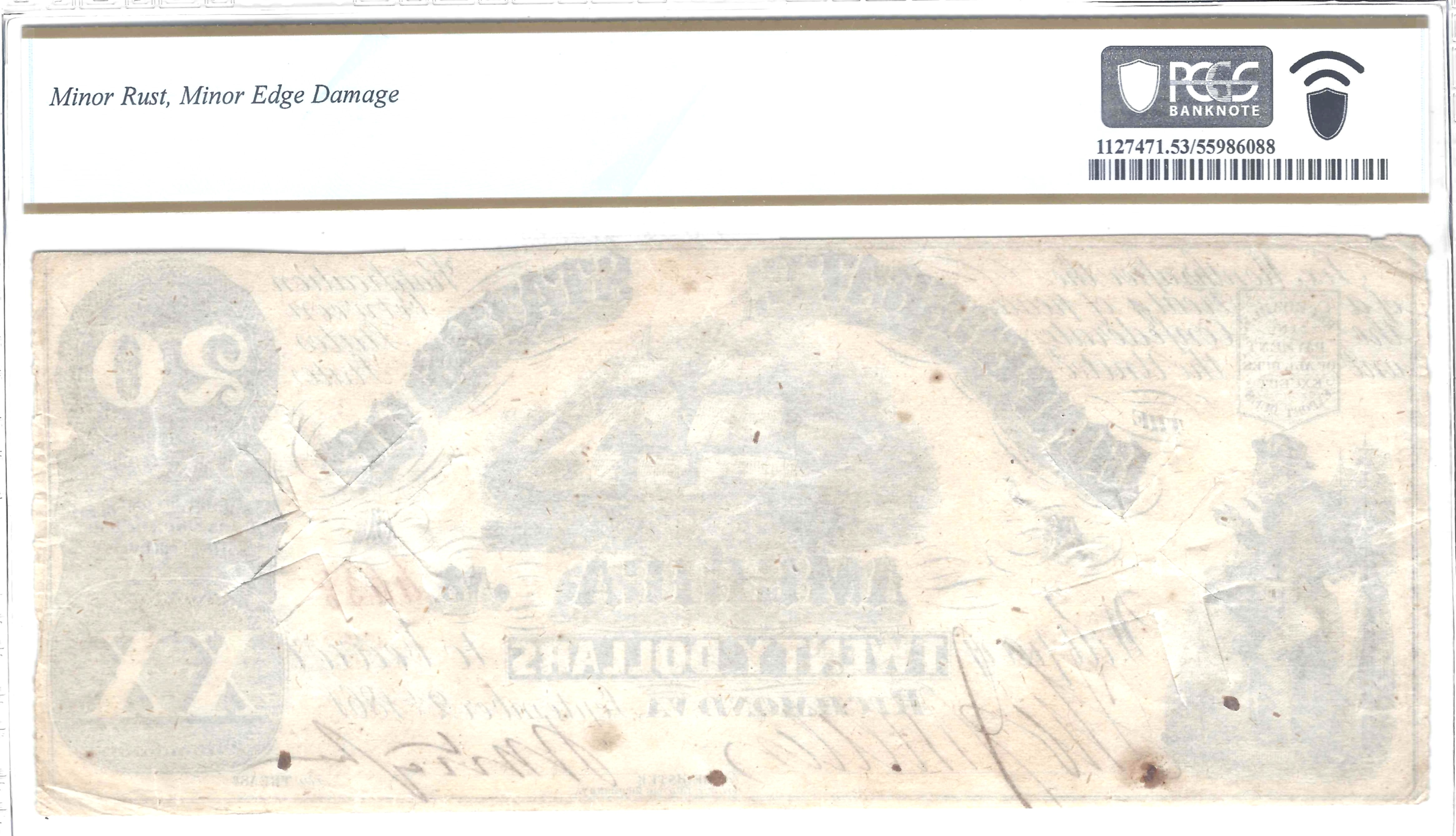 T-18 $20 1861 CONFEDERATE-3rd Issue PCGS ABOUT UNC 53 - Image 3